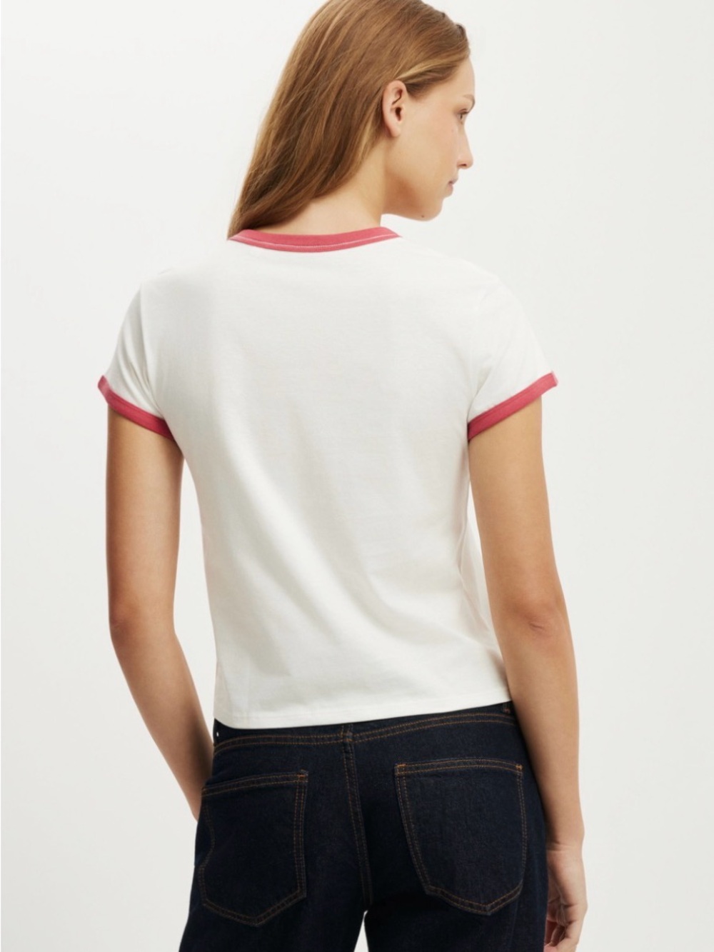 Christian Siriano White Ringer Tee with Red Trim